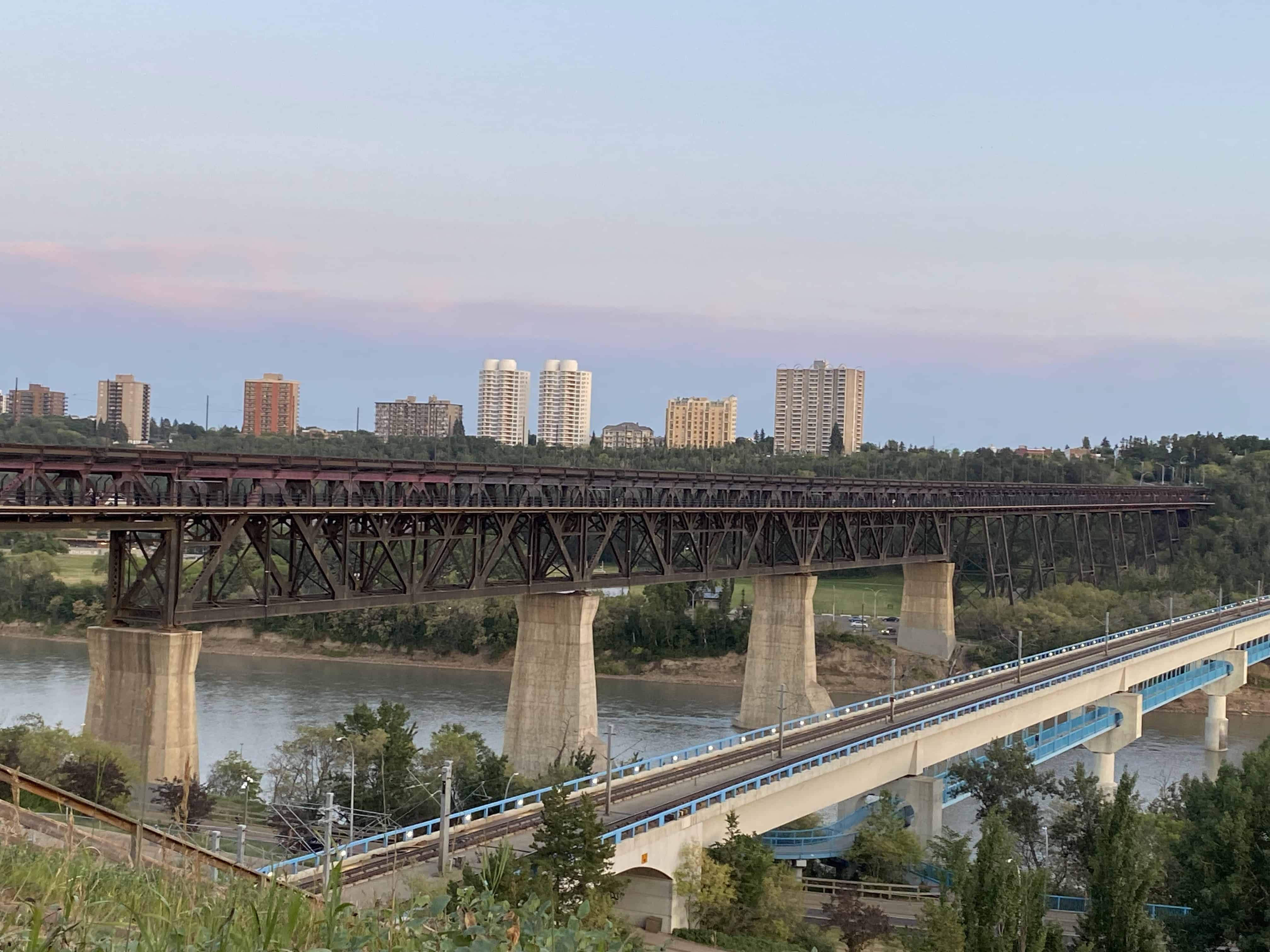 High Level and LRT bridges from Ezio Faraone Park