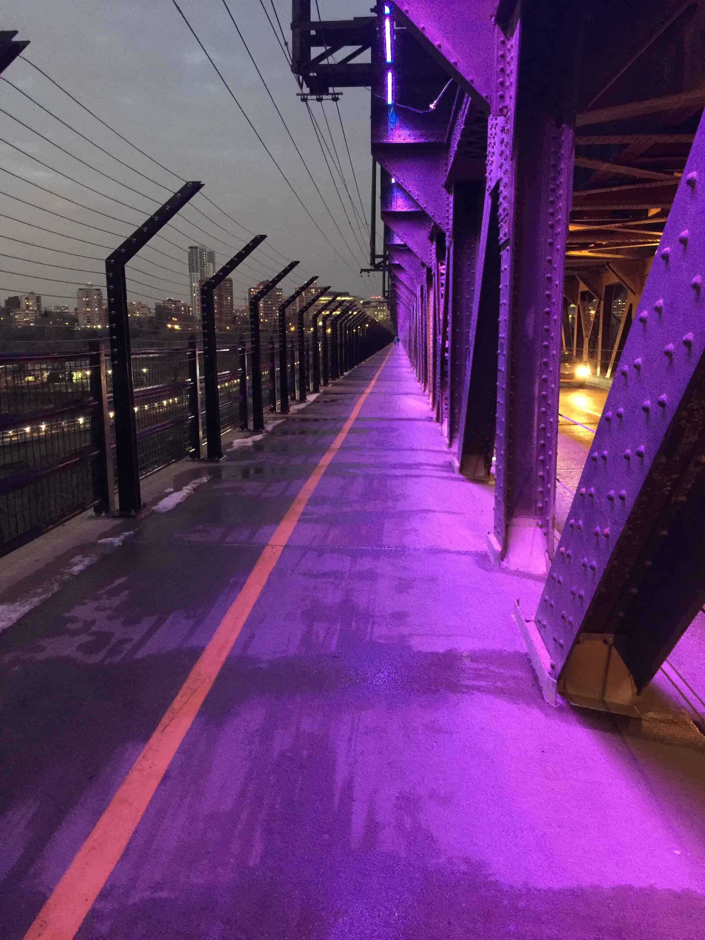 Atop the High Level Bridge in the evening in Edmonton