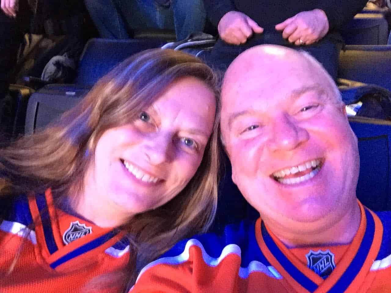Gail and Paul December 2016 - Hockey Season Edmonton