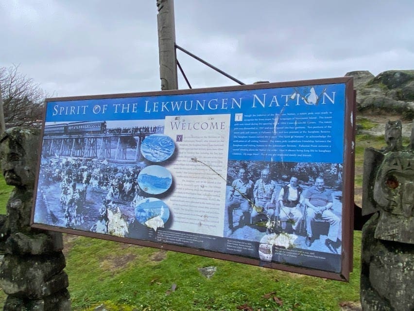Spirit of the Lekwungen Nation signage at Songhees Point