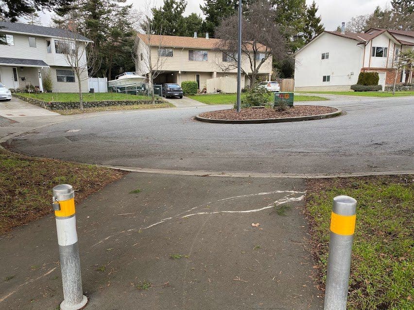 One of the neighborhood entry/exit points to/from the E&N rail trail
