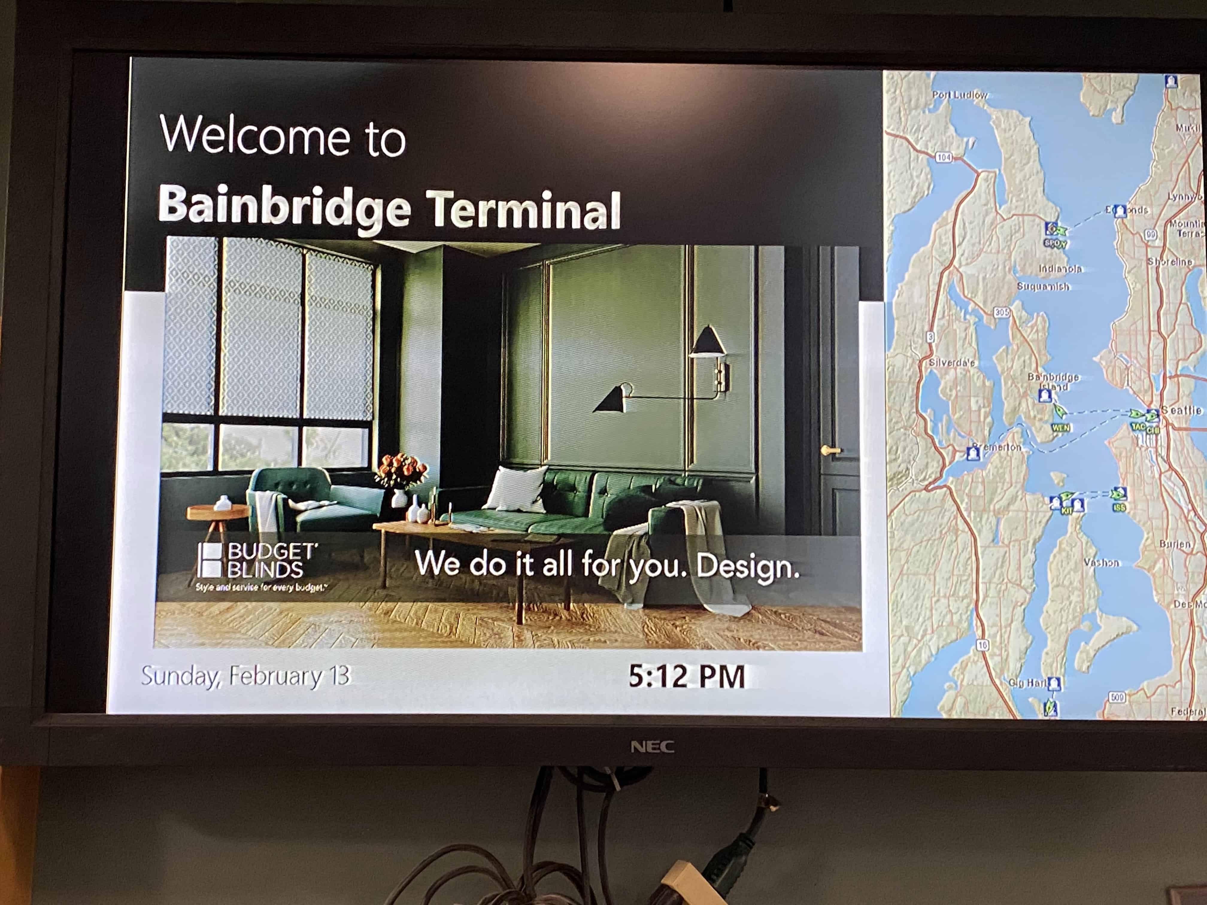Arriving at Bainbridge Ferry Terminal