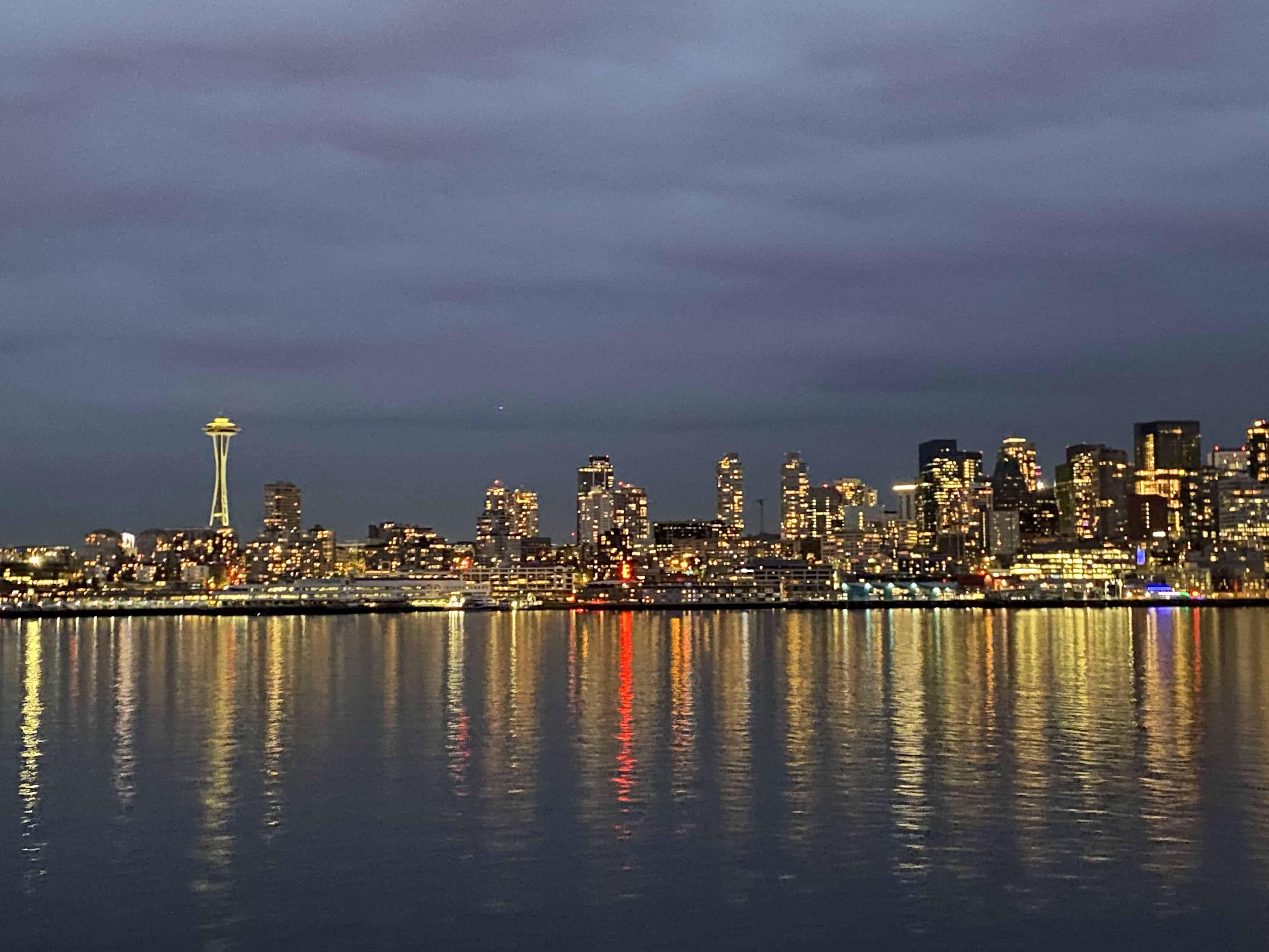 Seattle skyline approaching from Bainbridge Ferry