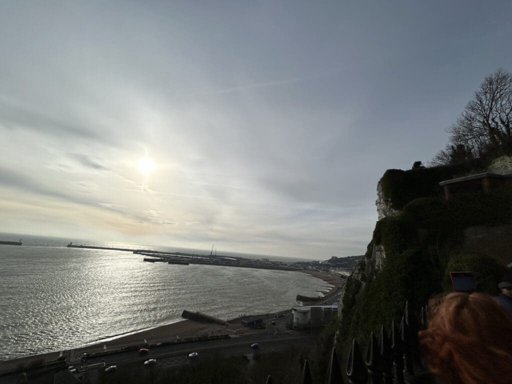 Looking out over the seaport from our climb to the castle on our day trip from London to Dover UK by train.