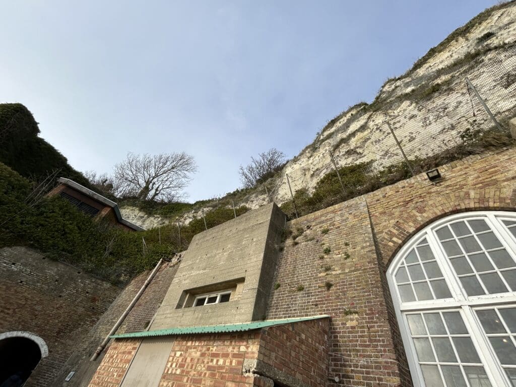 A glimpse of the White Cliffs found throughout Dover region. This picture was taken from inside the Dover Castle grounds.