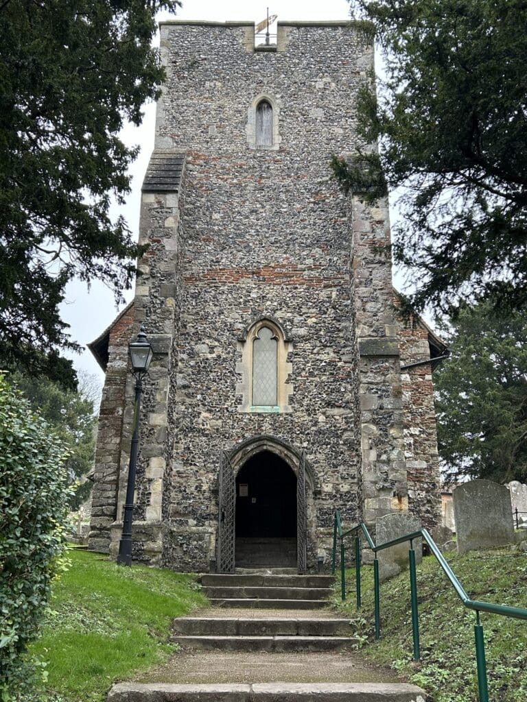 Outside St. Martin's Church on our day trip from London to Canterbury by train.