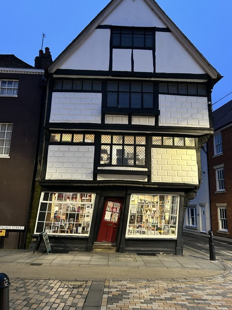 This is the Crooked House which is also a book store. It's off-kilter.