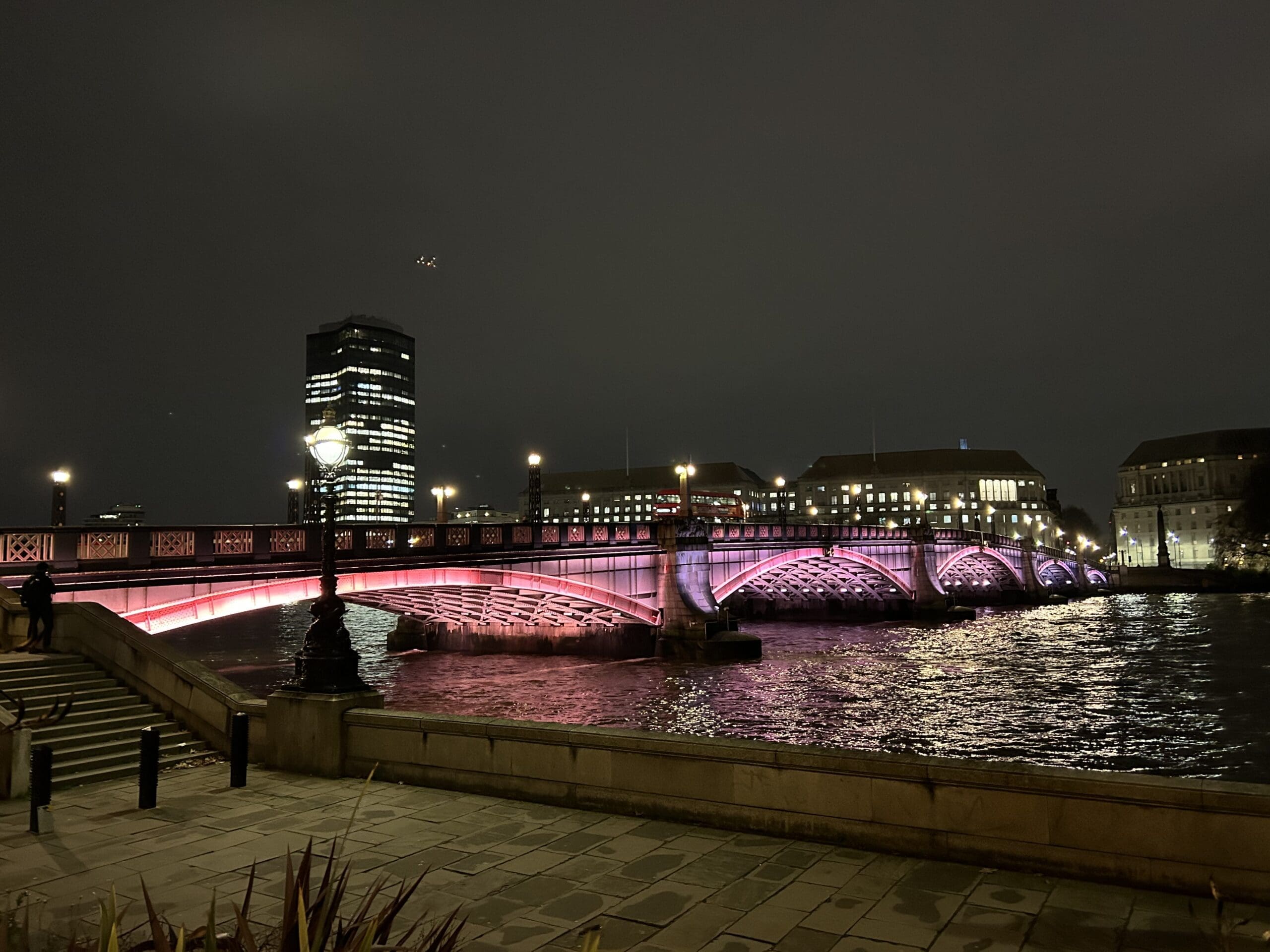 Photo of the Lambeth Bridge from the Millbank side, with gorgeous illumination during the evening.